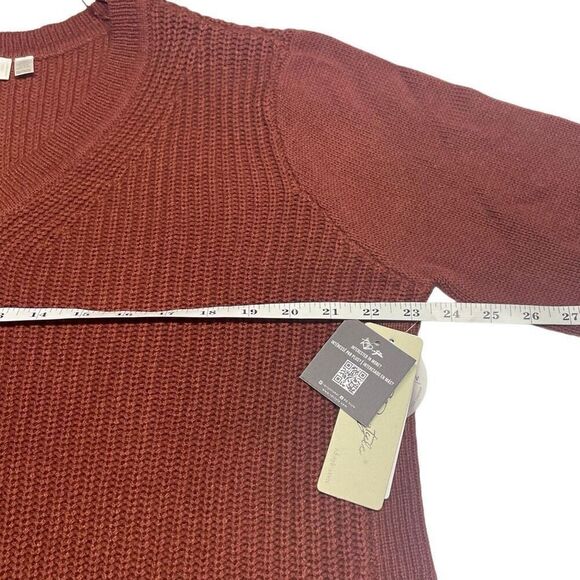 RD Style Autumn Rust Mixed Knit V Neck Sweater - Picture 4 of 6